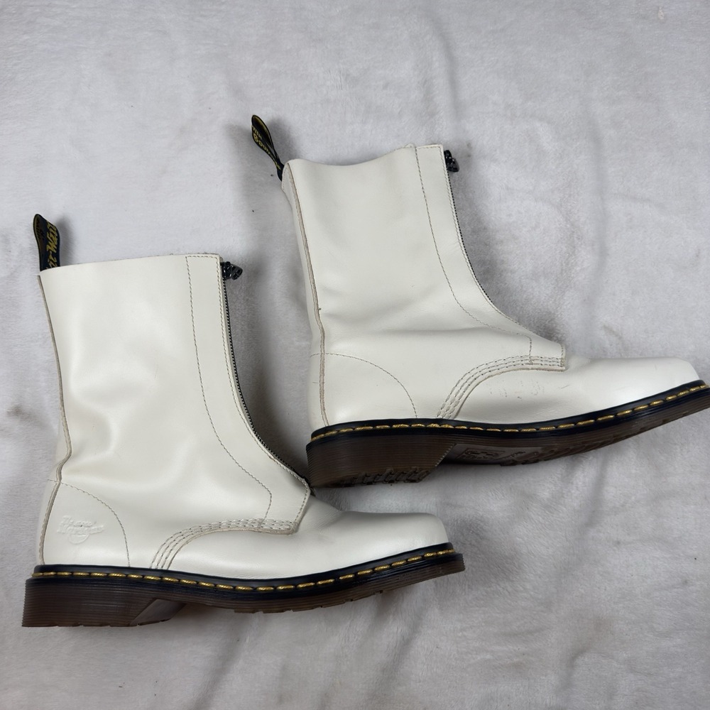 Dr Martens Zeta Zip Front Boots White Leather Womens 8 Mens 6 EU 39 - Picture 4 of 7